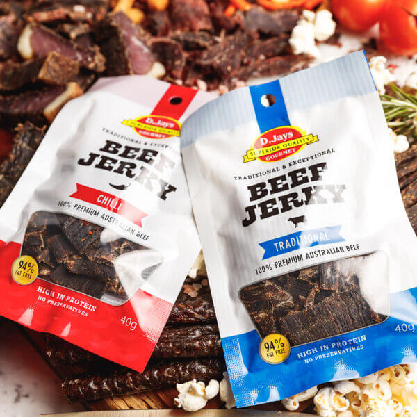 2 x D.Jays Gourmet Jerky Sampler Packets - Traditional and Chilli